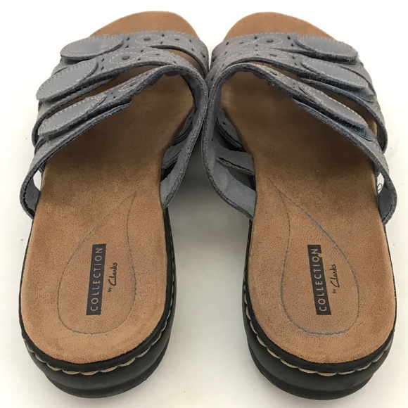 CLARKS Leather Comfort Sandals Leisa Cacti Q Slip On Slide Sandals Size 9.5 - Picture 9 of 16